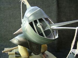 兜をかぶった鳥